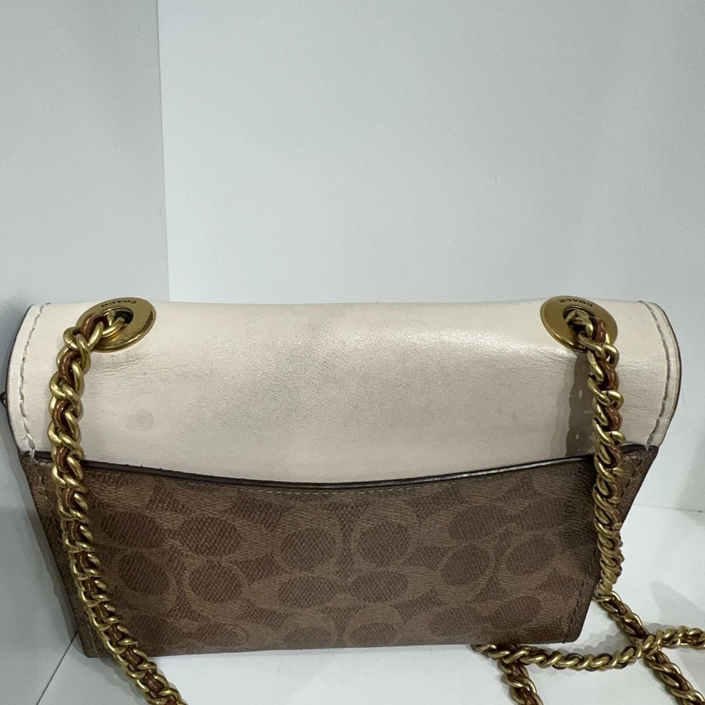 Coach Camellia Canvas Leather Crossbody Shoulder Bag For Women White Brown