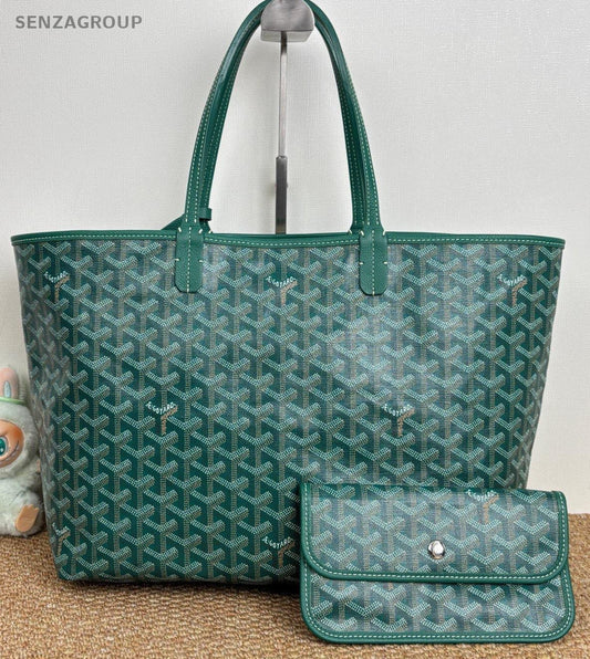 Goyard Anjou Tote Shoulder Bag Green Silver Women Classic Fashion