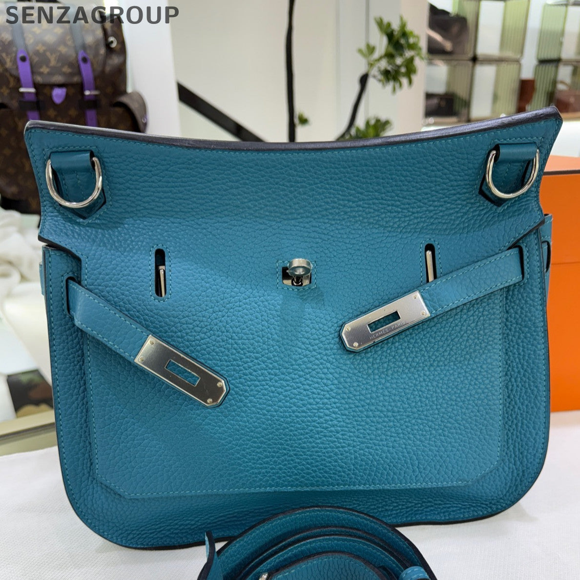 Hermès Gypsie 28 Bag Denim Blue Silver Hardware - Classic Women's Shoulder Bag