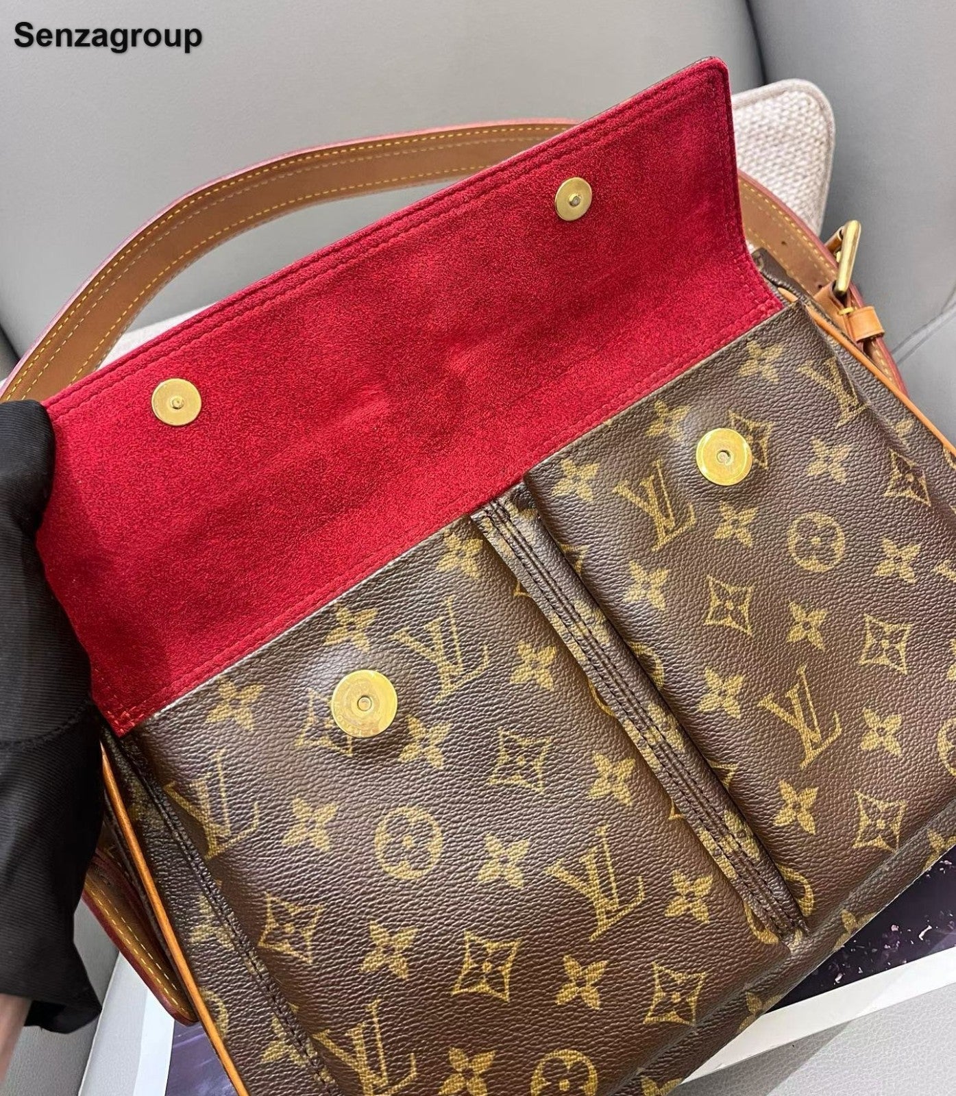 Louis Vuitton Viva Cite Monogram MM Shoulder Bag Brown Gold Women Classic