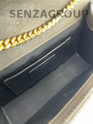 Saint Laurent Envelope Small Chain Shoulder Bag Grey Gold Women's Classic