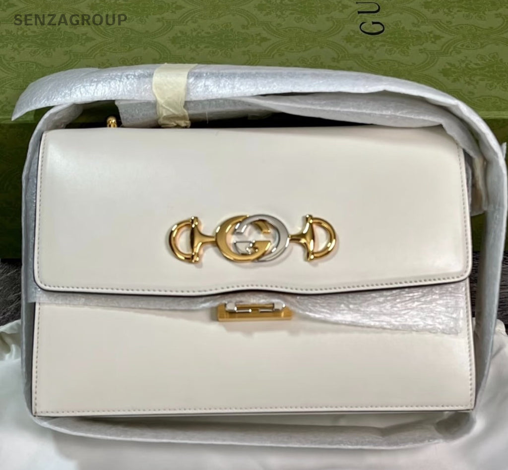 Gucci Zumi 2Way Shoulder Bag Crossbody White Gold Used Women Classic