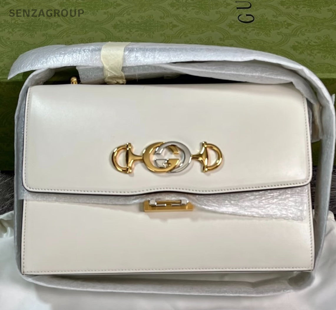 Gucci Zumi 2Way Shoulder Bag Crossbody White Gold Used Women Classic