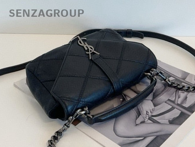 YSL Saint Laurent College Black Silver Shoulder bag Crossbody