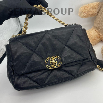Chanel 19 Small Quilted Chain Bag Black Gold - Classic Women's Handbag
