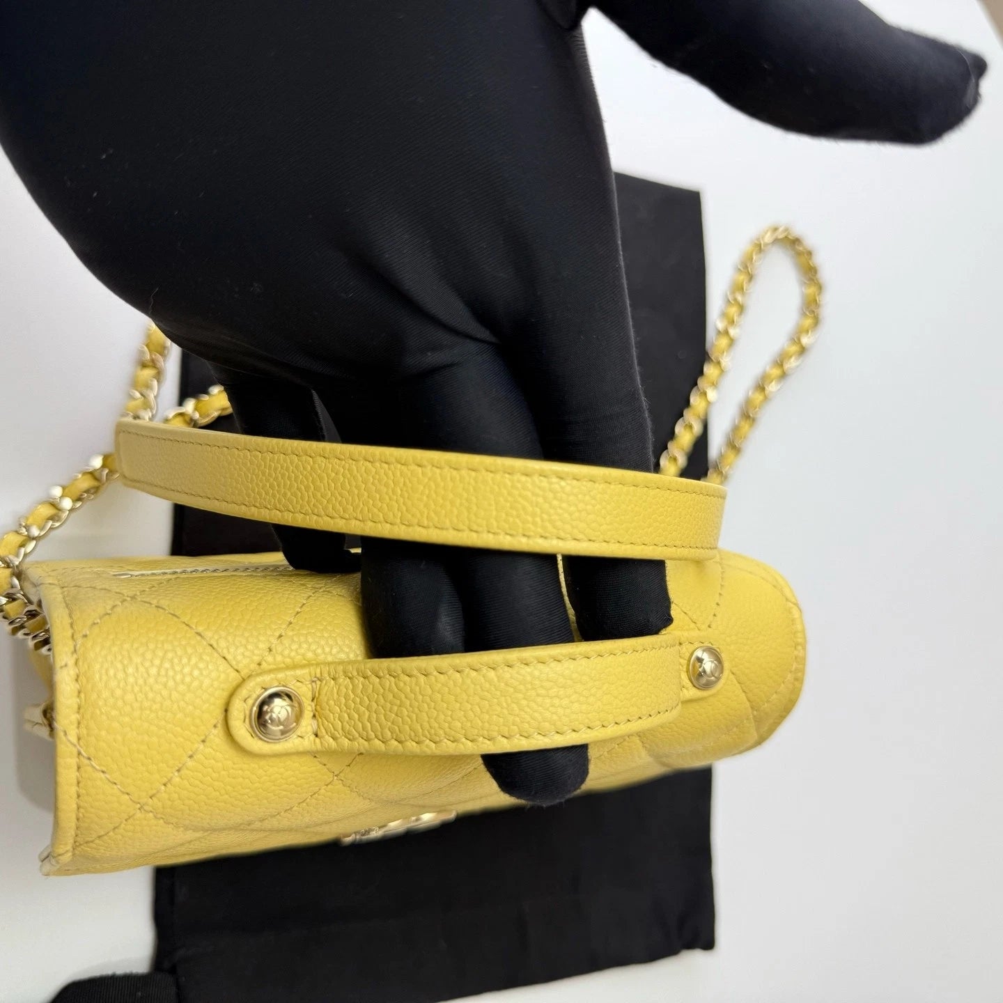 CHANEL Mini Messenger Shoulder Crossbody Bag Yellow For Women