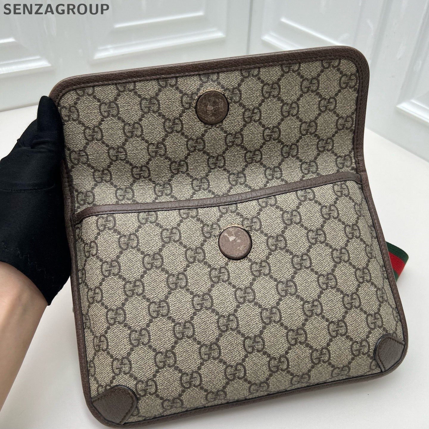 Gucci Ophidia Canvas Shoulder Crossbody Brown Gold Unisex Adults Classic