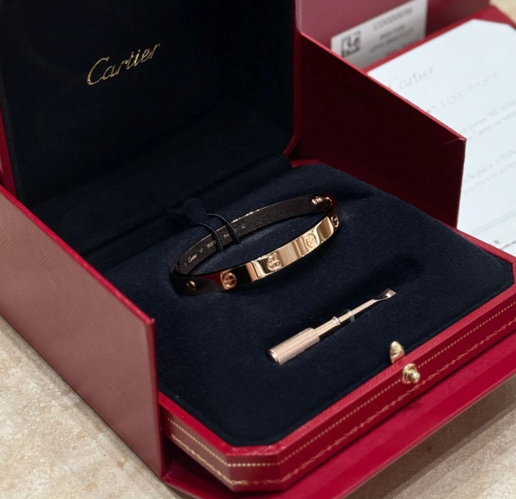 New Cartier Love Classic 6.1mm Bracelet 18k Rose Gold Bangle Size17