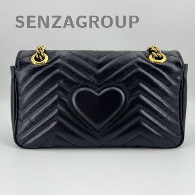 Gucci GG Marmont Black Gold Chain Shoulder Crossbody Bag Classic Women