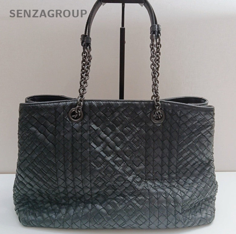 Bottega Veneta Tote Chain Shoulder Bag Black Silver Women Classic