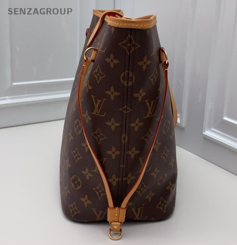 Louis Vuitton Neverfull Monogram Tote Shoulder Bag Brown Gold Women Classic
