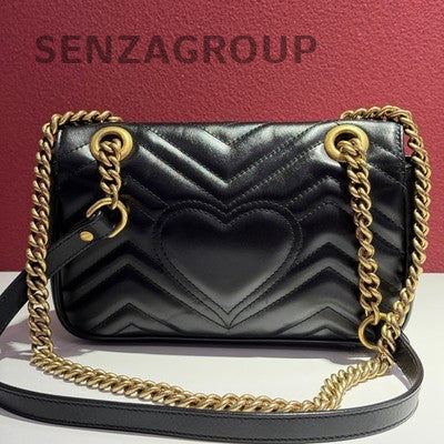 Gucci Black Gold Marmont Chain Shoulder Crossbody Bag Classic Women