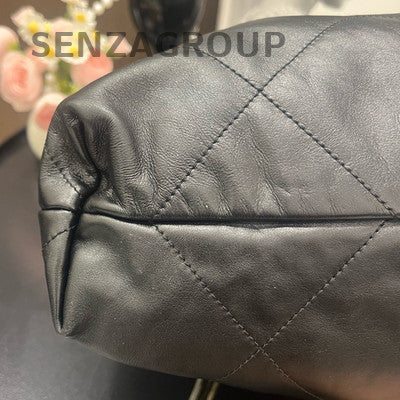 Chanel 22 Bag Medium Black Gold Quilted Chain Shoulder Crossbody Bag