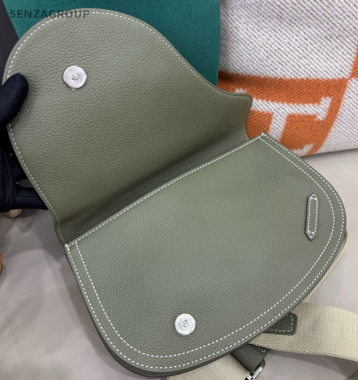 Christian Dior Saddle 2Way Shoulder Bag Crossbody Green Silver Unisex Adults