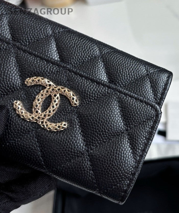 CHANEL CC Card pack Calfskin Black Chip Version Almost Brand NEW