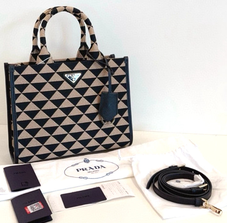 PRADA Symbole Embroidery tote Small 2WAY Shoulder bag