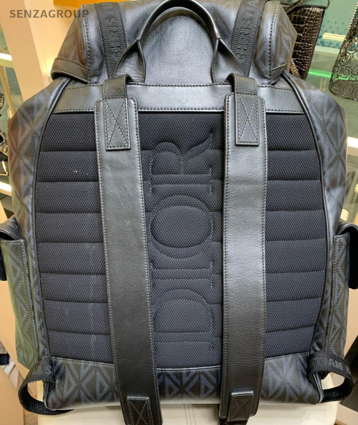 Christian Dior CD Diamond Nylon Calfskin Backpack Black  Unisex Adults Classic