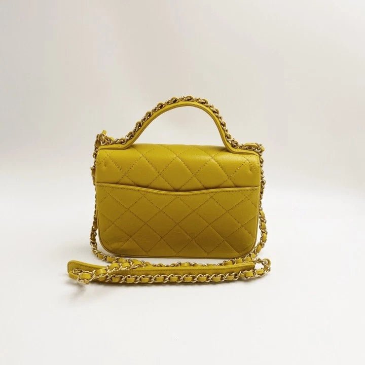 CHANEL19Bag Yellow Top Handle Crossbody Bag For Women