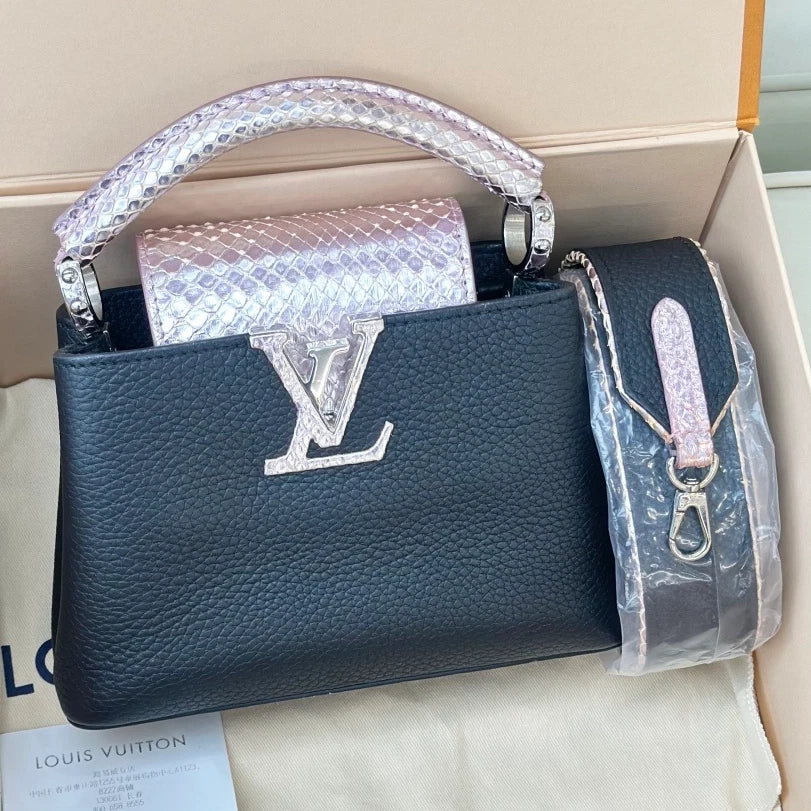 Louis Vuitton Capucines Mini Snakeskin Calfskin Top Handle Crossbody Bag Women S
