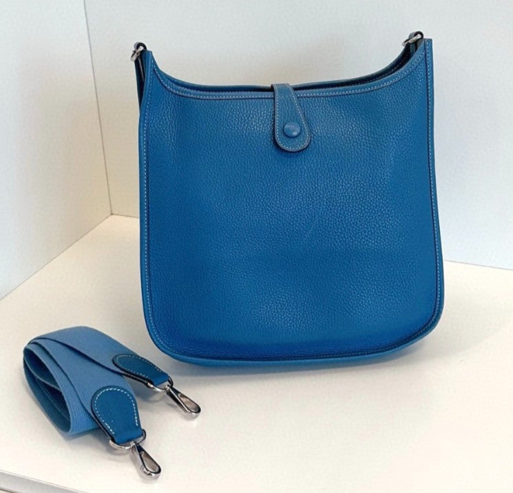Hermes Evelyne29 Shoulder Bag Crossbody Blue Silver Used Women Classic