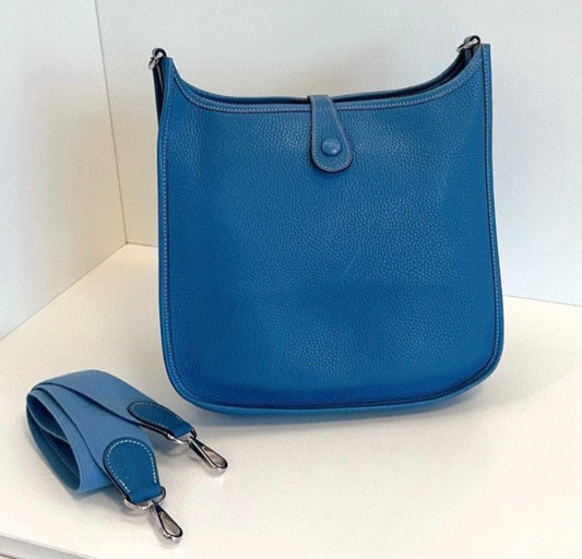 Hermes Evelyne29 Shoulder Bag Crossbody Blue Silver Used Women Classic
