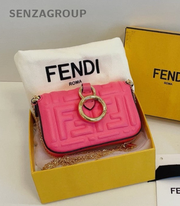 Fendi Nano Baguette Purse Chain bag mini Pink Gold Women
