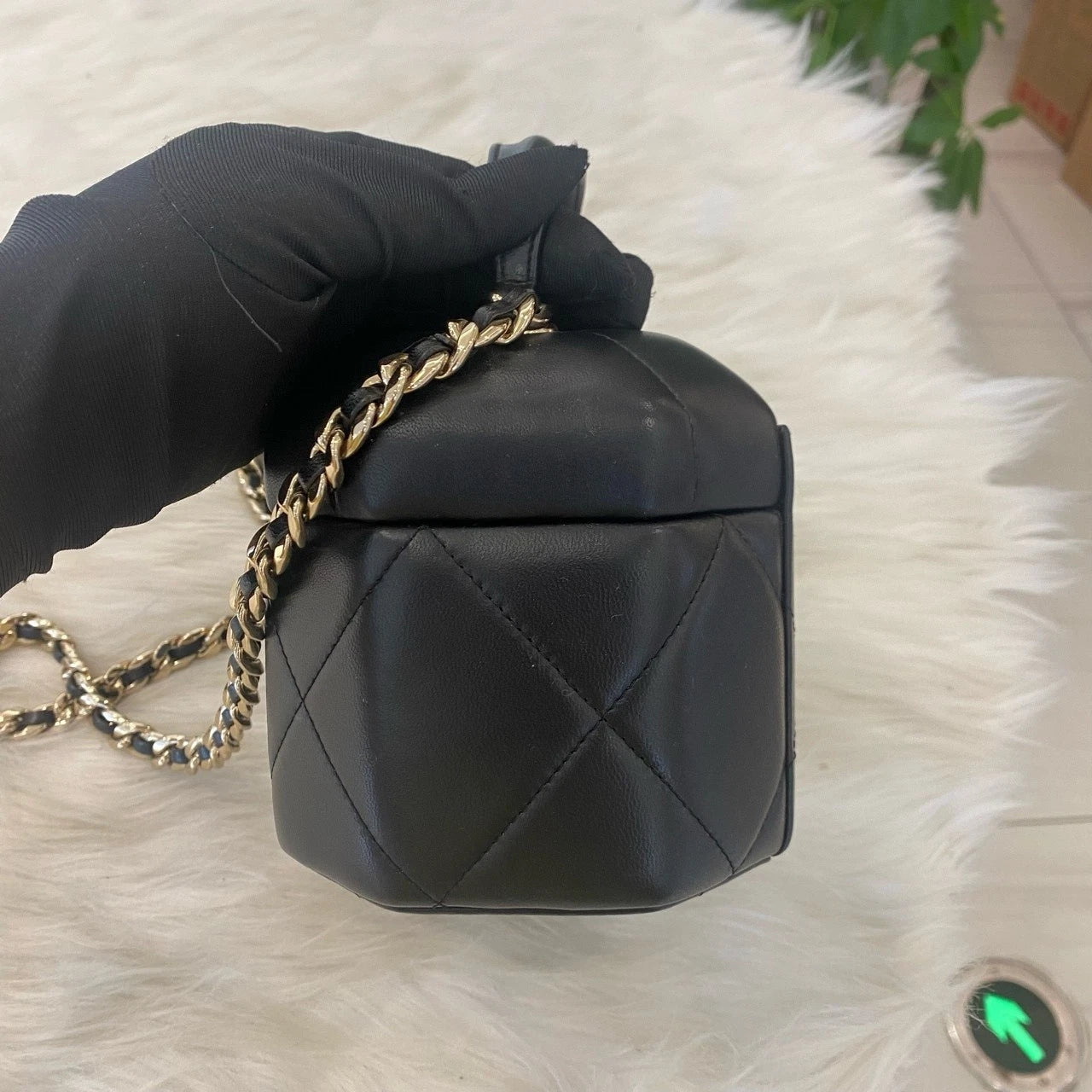 Chanel Moonlight Box Chain Shoulder Bag Black Gold Classic Women's