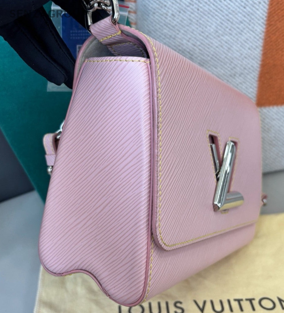 Louis Vuitton Twist MM Epi Shoulder Bag Pink Silver Used Women Classic Fashion