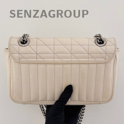 Gucci Marmont White Silver GG Chain Shoulder Bag Medium Classic Women