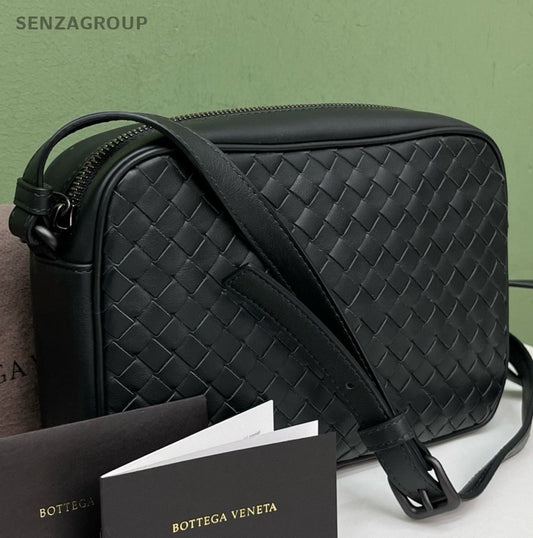Bottega Veneta Intrecciato Camera Shoulder Bag Black Silver Women Classic