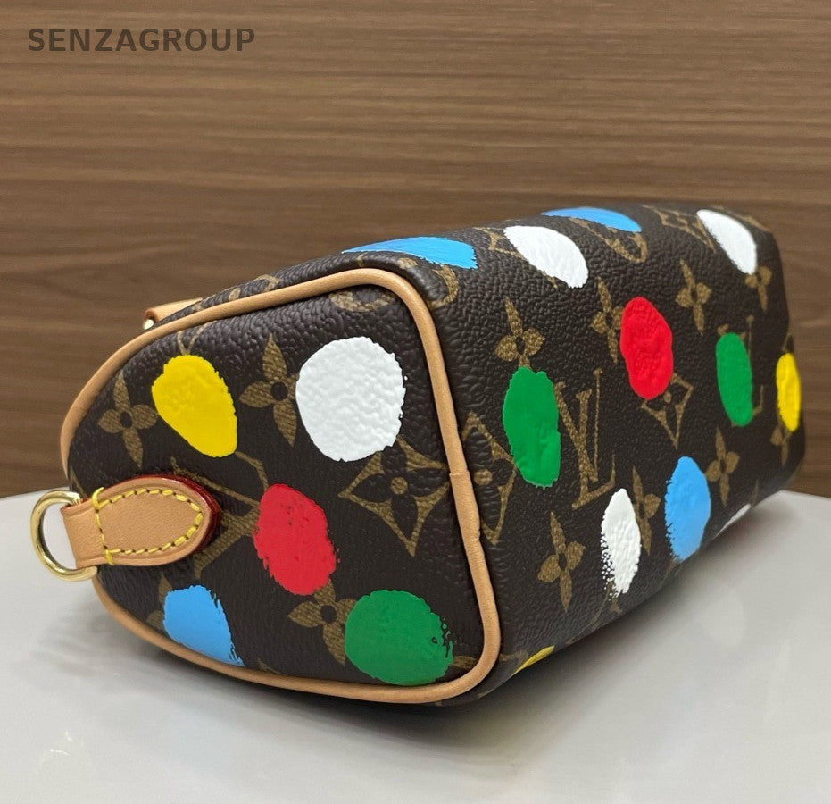 Louis Vuitton Speed Nano Monogram Top Handle Bag Crossbody Brown Gold Women