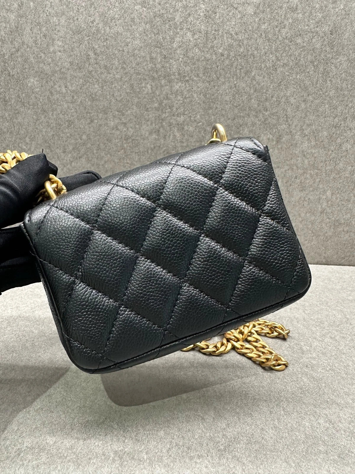CHANEL Heart Gold Ball Mini Black Leather Crossbody Bag For Women