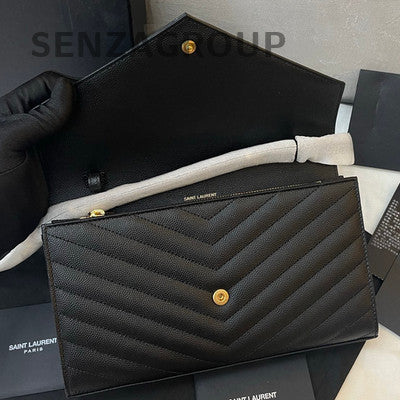 Saint Laurent Black Gold Medium WOC Envelope Chain Crossbody Bag