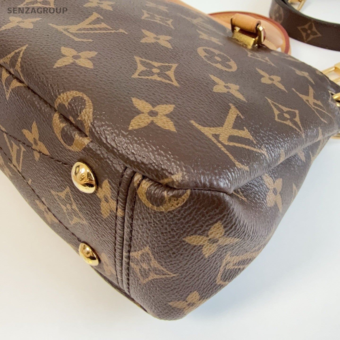 Louis Vuitton Pallas BB Monogram Top Handle Bag Crossbody Brown Gold Women