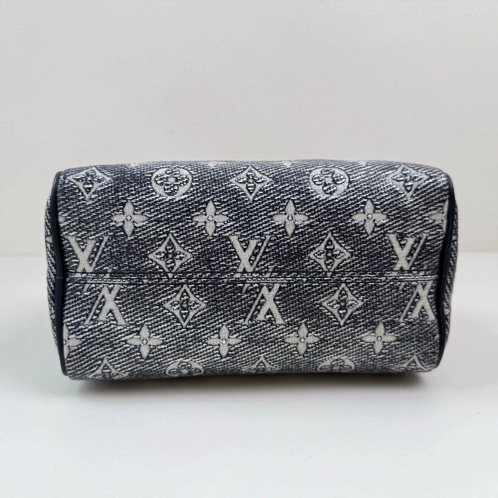 Louis Vuitton Speedy 20 Handbag Crossbody Bag Navy Blue Monogram