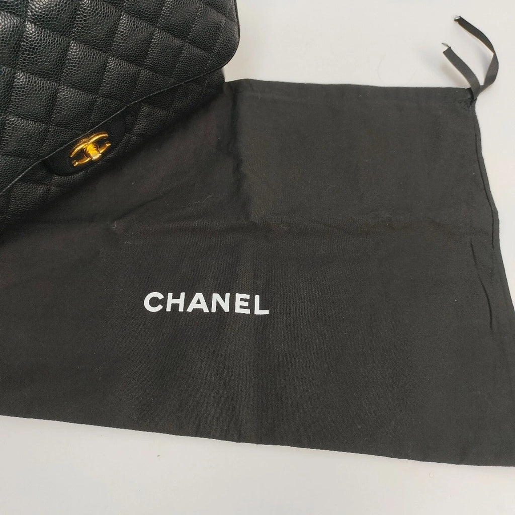 SJ0001 KY02382 Chanel CF Classic Flap Jumbo Caviar Leather Gold Hardware