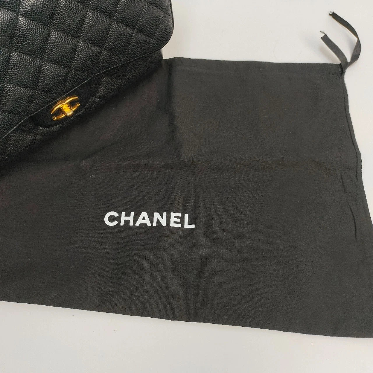 SJ0001 KY02382 Chanel CF Classic Flap Jumbo Caviar Leather Gold Hardware