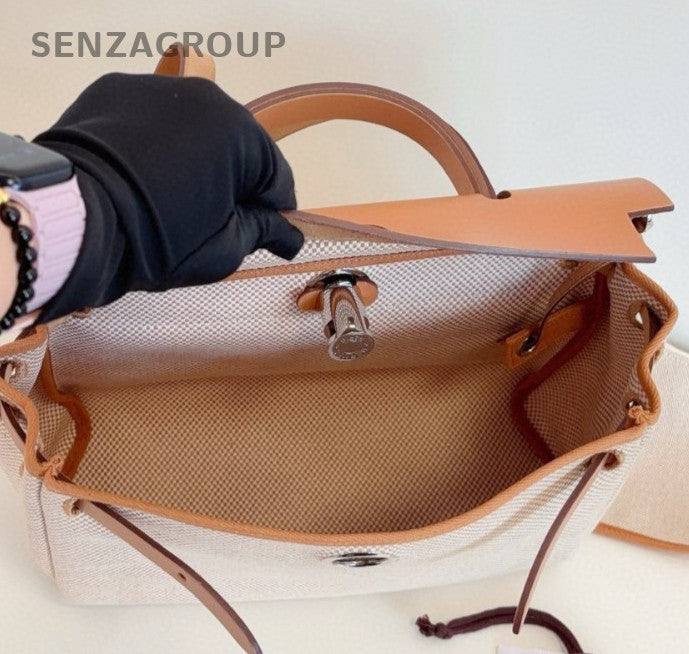 Hermes Herbag31 Top Handle Bag Shoulder Bag Crossbody Brown Silver Women Fashion