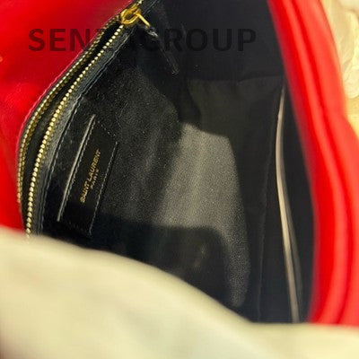 YSL Saint Laurent Puffer Mini Red Lambskin Gold Chain Shoulder Bag