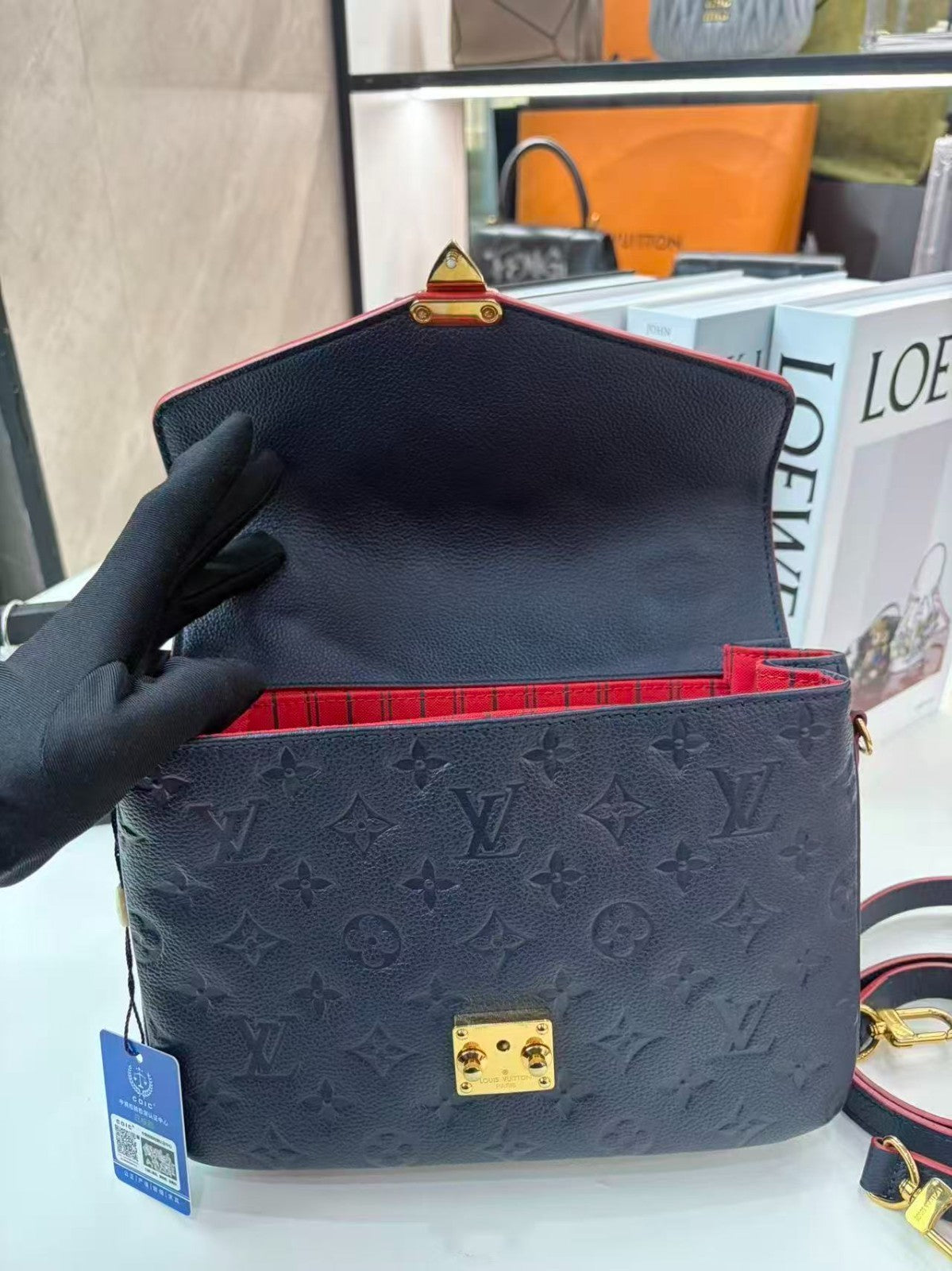 Louis Vuitton Monogram Empreinte Blue Leather Pochette Métis Handbag Crossbody