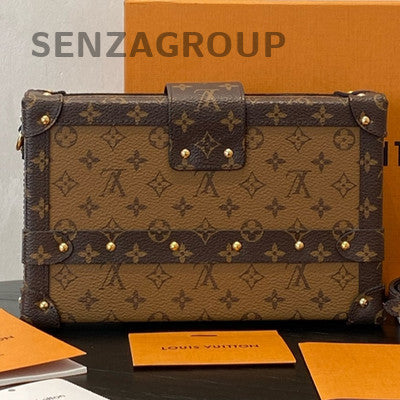 Louis Vuitton Petite Malle Monogram Crossbody Bag Gold Hardware