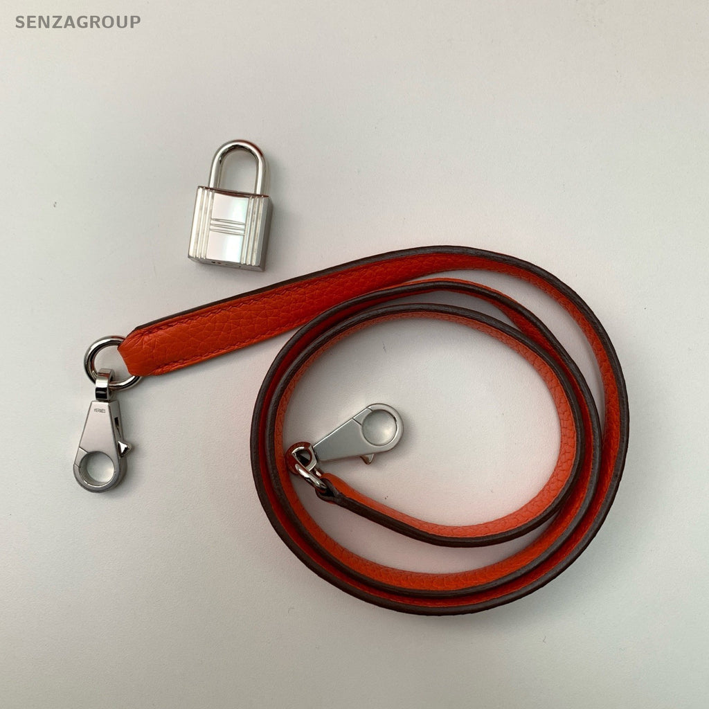 Hermes Bolide 2Way Hand Shoulder Bag Orange Silver Used Women Classic Designer