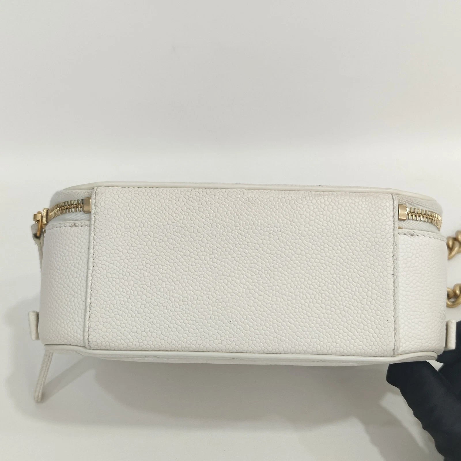 CHANEL Leather White Gold Camera Box Bag For Women