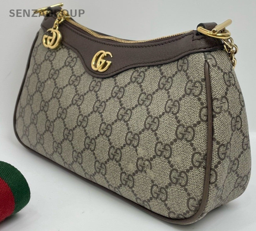 Gucci Ophidia GG Canvas Top Handle Shoulder Crossbody Bag Brown Women