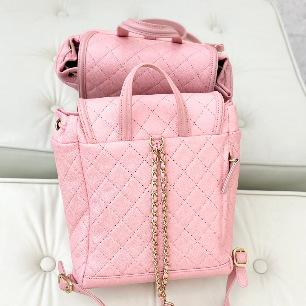 Chanel Vanity Case PM Calfskin Backpack Pink Gold Hardware Women S