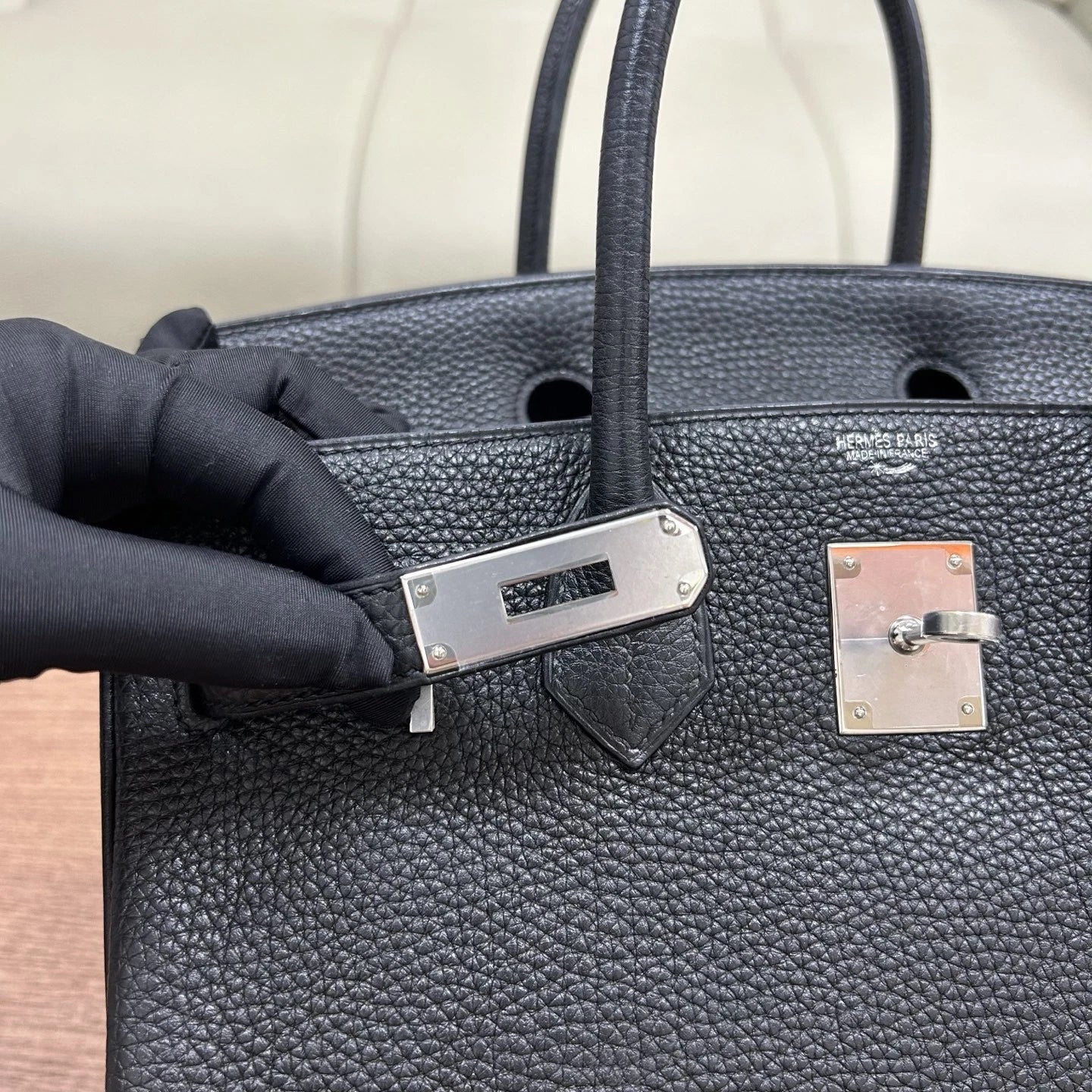 Authentic Hermes Birkin 30 Tote Togo Top Handle Bag Black Silver Hardware