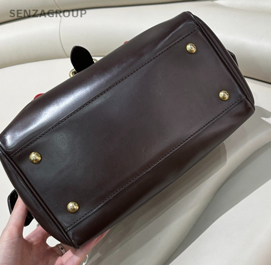 Louis Vuitton Damier Ebene Handbag Top Handle Bag Brown