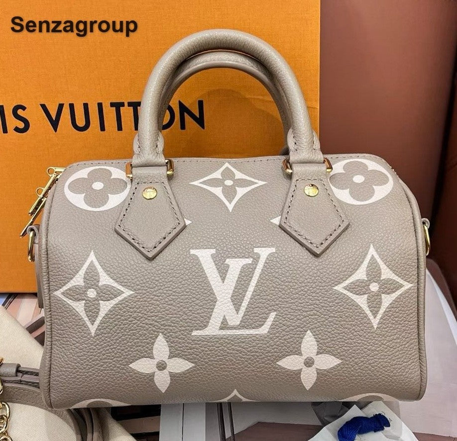 Louis Vuitton Speedy20 Monogram Top Handle Crossbody Gray Gold Women Classic
