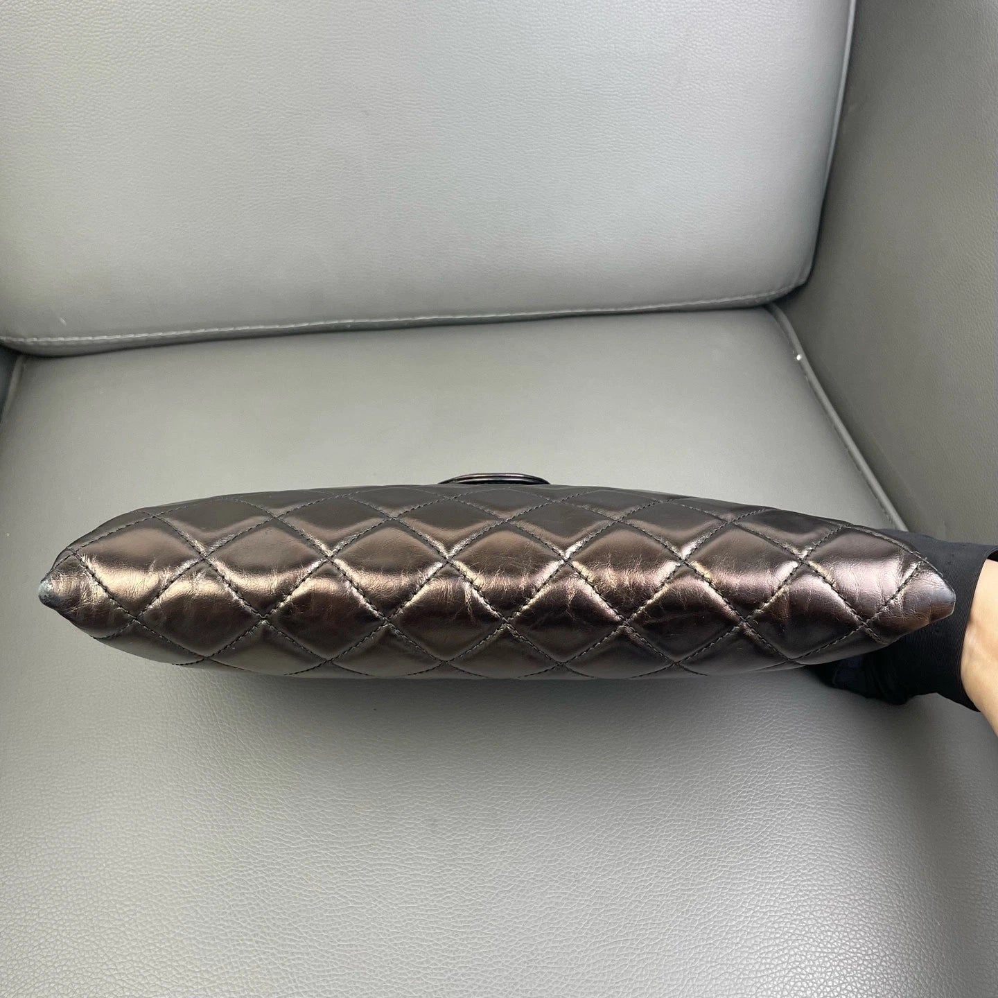 Chanel Quilted Chocolate Brown Leather Envelope Clutch For Women