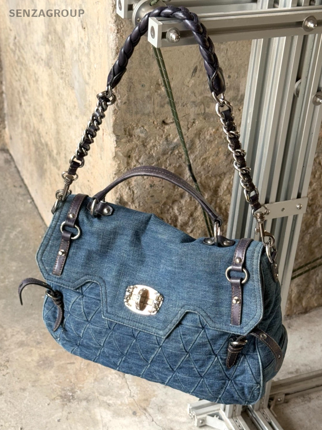 Miu Miu Denim Handbag Shoulder Bag Women Blue